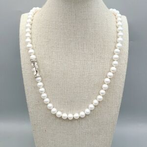 David Yurman Pearl Strand Buckle Necklace With Pave Diamonds , 24"
